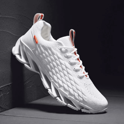 Men's cushioned running shoes featuring a breathable mesh upper and lace-up design, perfect for athletic performance and comfort during workouts. 4