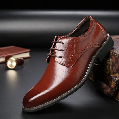 Men's Derby shoes featuring elegant brogue detailing, crafted from vegan leather with a round toe lace-up design for a comfortable fit. 3