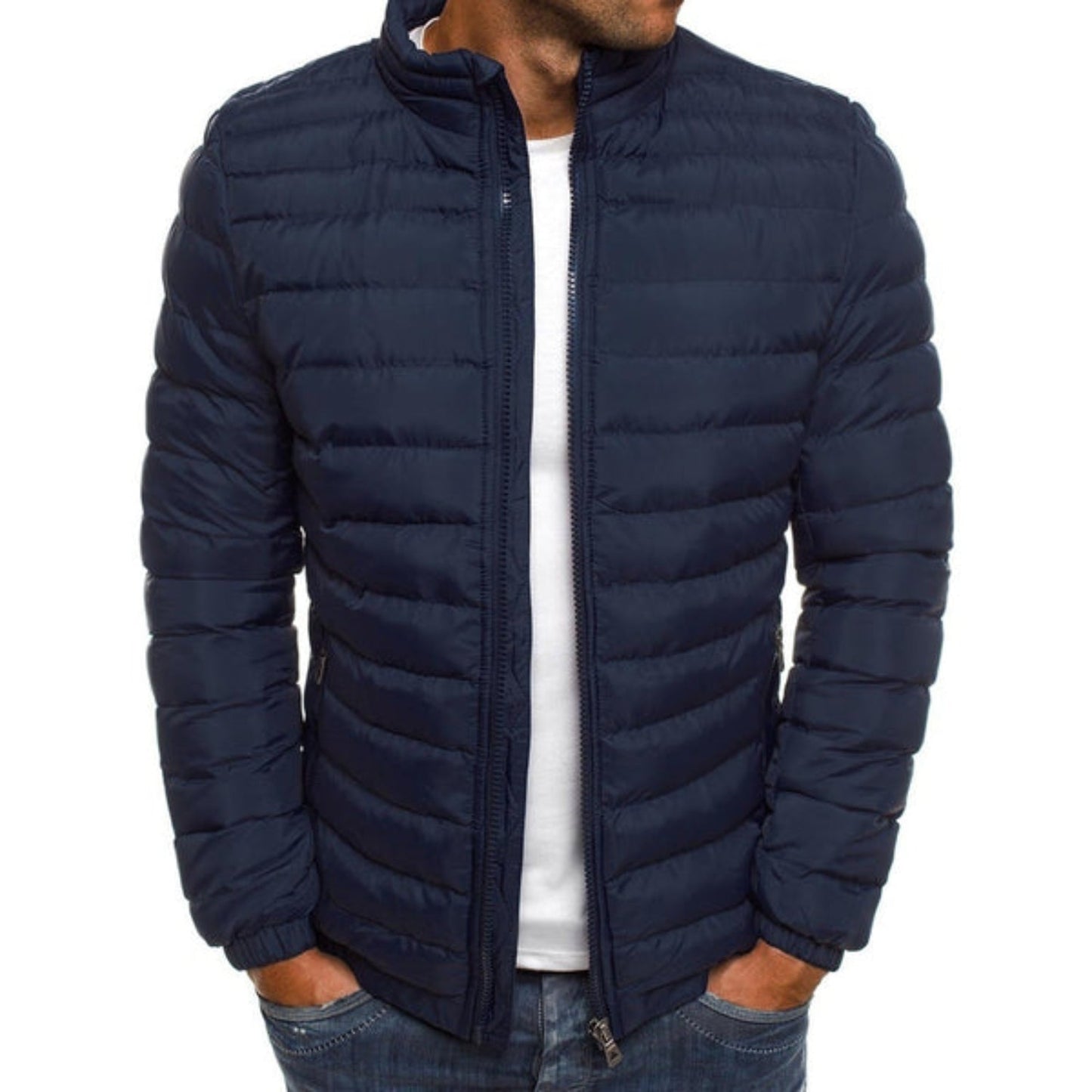 Men's down jacket featuring water-repellent nylon, designed for cold weather with a stylish and comfortable fit, perfect for winter outerwear. 3