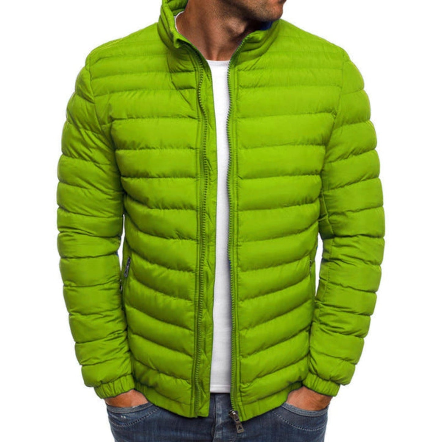Men's down jacket featuring water-repellent nylon, designed for cold weather with a stylish and comfortable fit, perfect for winter outerwear. 2