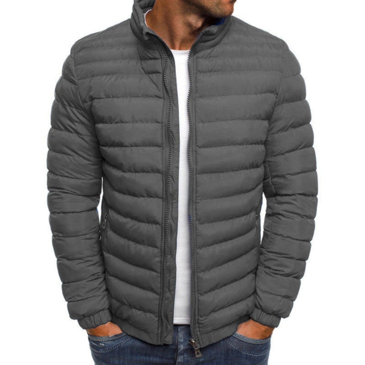 Men's down jacket featuring water-repellent nylon, designed for cold weather with a stylish and comfortable fit, perfect for winter outerwear. 1