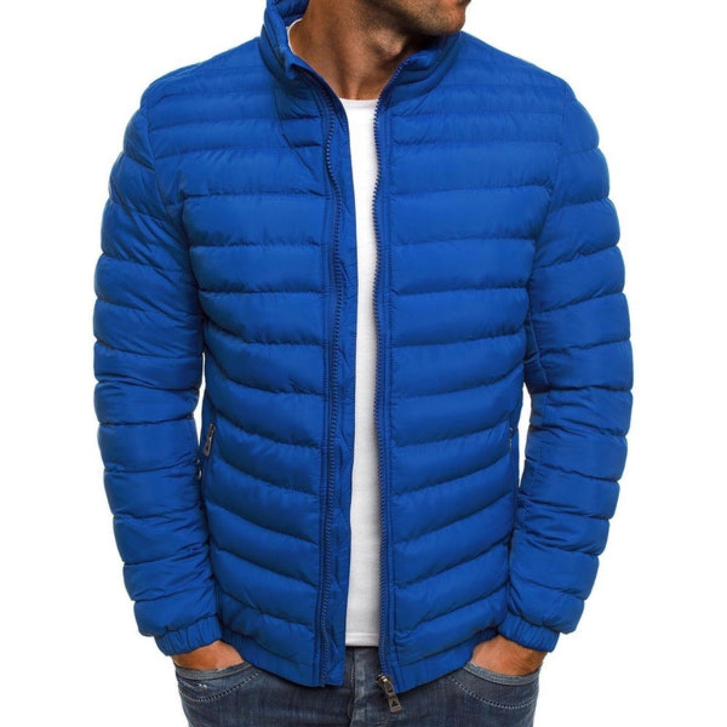 Men's down jacket featuring water-repellent nylon, designed for cold weather with a stylish and comfortable fit, perfect for winter outerwear. 4