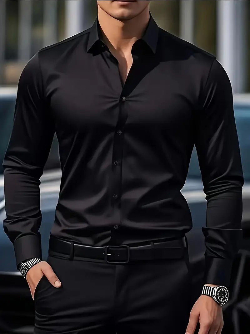 Men's dress shirt featuring breathable fabric, designed in a modern fit with long sleeves, perfect for versatile styling in both casual and formal settings. 9