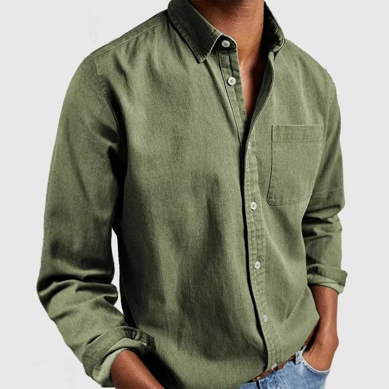 Men's dress shirt featuring a pocket, crafted from soft breathable fabric, showcasing a classic long sleeve design, perfect for both formal and casual occasions. 3