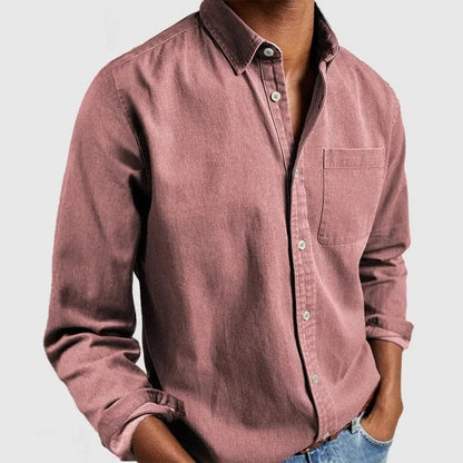 Men's dress shirt featuring a pocket, crafted from soft breathable fabric, showcasing a classic long sleeve design, perfect for both formal and casual occasions. 2