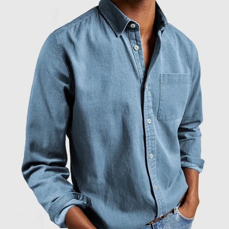 Men's dress shirt featuring a pocket, crafted from soft breathable fabric, showcasing a classic long sleeve design, perfect for both formal and casual occasions. 7