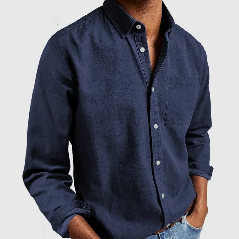 Men's dress shirt featuring a pocket, crafted from soft breathable fabric, showcasing a classic long sleeve design, perfect for both formal and casual occasions. 0