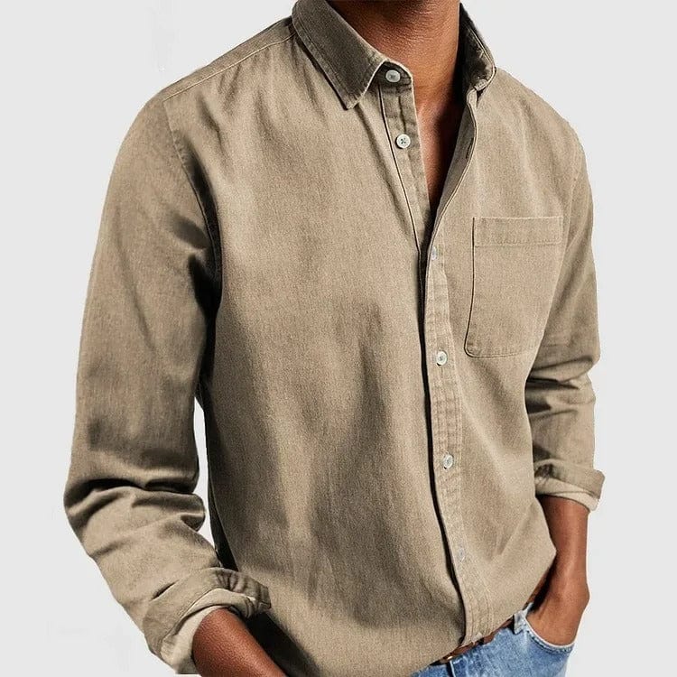 Men's dress shirt featuring a pocket, crafted from soft breathable fabric, showcasing a classic long sleeve design, perfect for both formal and casual occasions. 5