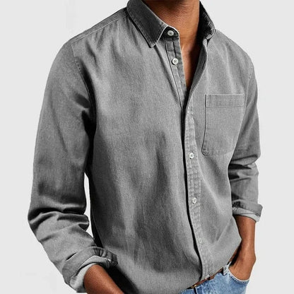 Men's dress shirt featuring a pocket, crafted from soft breathable fabric, showcasing a classic long sleeve design, perfect for both formal and casual occasions. 4