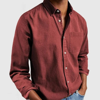 Men's dress shirt featuring a pocket, crafted from soft breathable fabric, showcasing a classic long sleeve design, perfect for both formal and casual occasions. 9