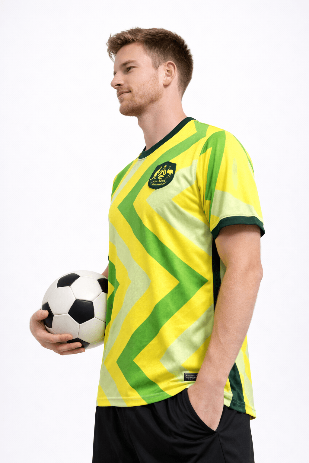 Men's football shirt featuring a crew neck and short sleeves, designed for the 2026 tournament, available in vibrant Australia team colors. 3