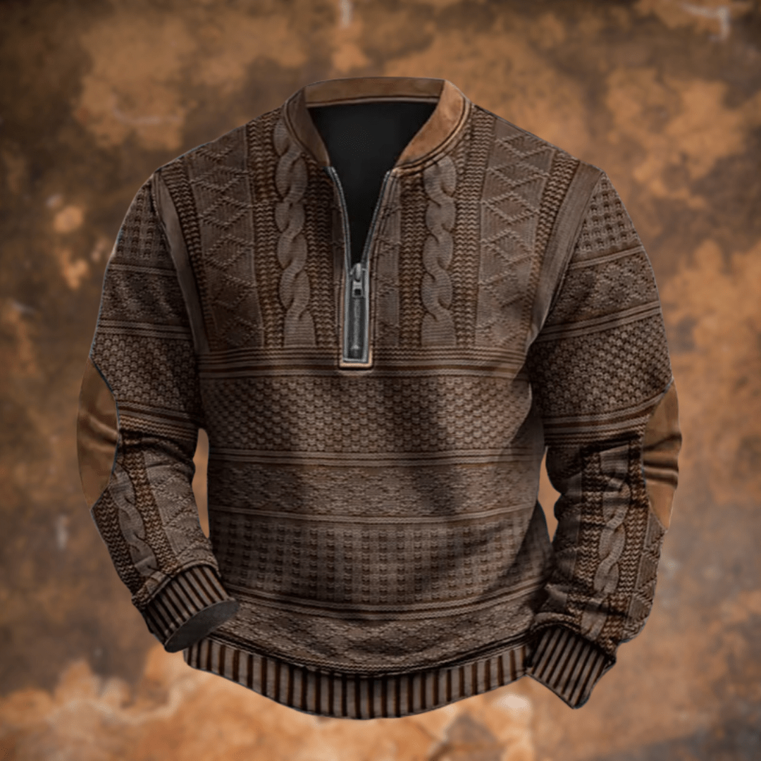 Men's half zip sweater made from knit fabric, featuring a comfortable fit and versatile layering style, perfect for casual and outdoor wear. 3