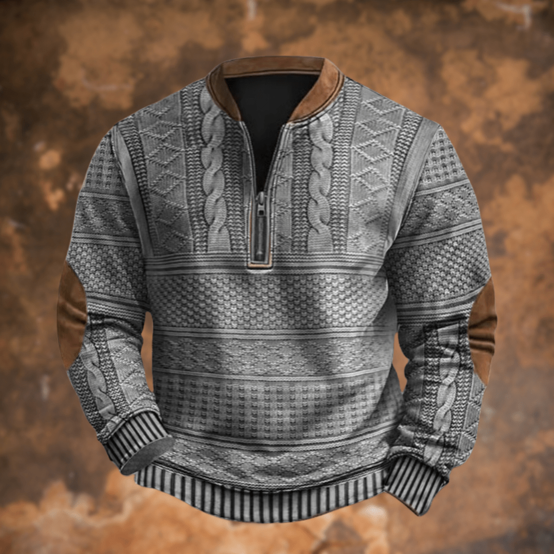 Men's half zip sweater made from knit fabric, featuring a comfortable fit and versatile layering style, perfect for casual and outdoor wear. 4