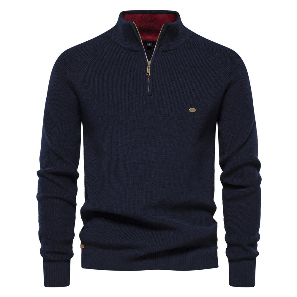 Men's half zip sweater featuring a silky soft finish, designed for breathability in autumn, available in multiple colors. 4
