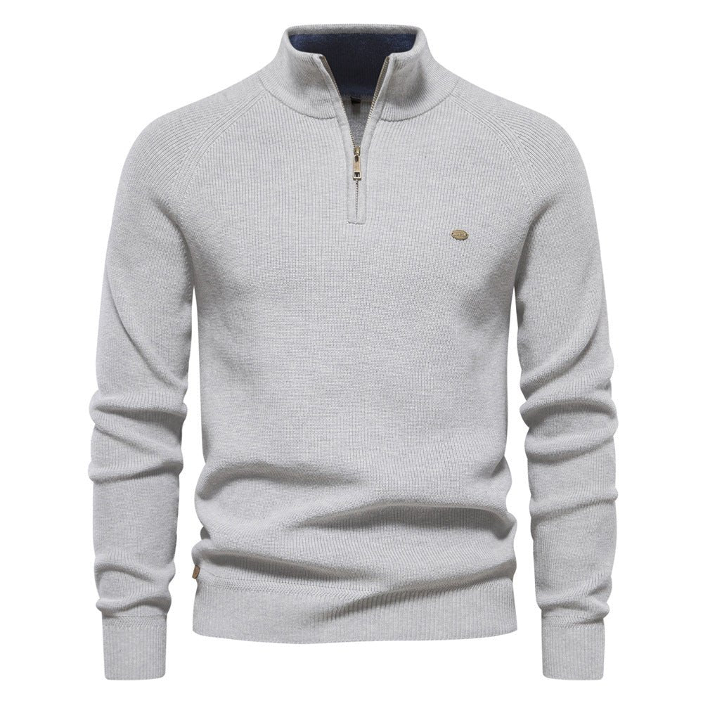 Men's half zip sweater featuring a silky soft finish, designed for breathability in autumn, available in multiple colors. 2