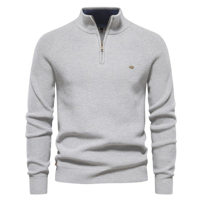 Men's half zip sweater featuring a silky soft finish, designed for breathability in autumn, available in multiple colors. 2
