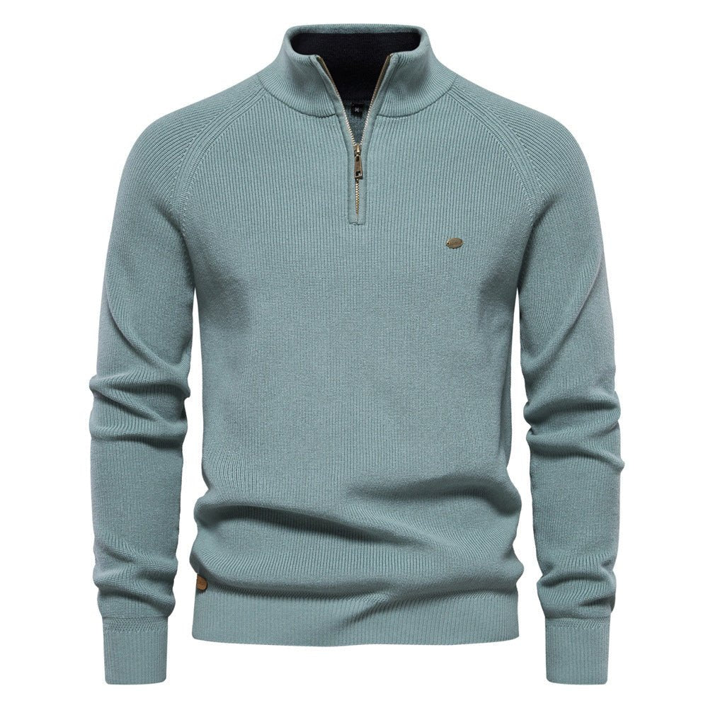 Men's half zip sweater featuring a silky soft finish, designed for breathability in autumn, available in multiple colors. 5