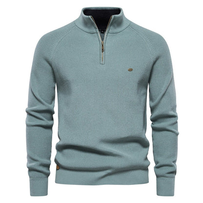 Men's half zip sweater featuring a silky soft finish, designed for breathability in autumn, available in multiple colors. 5