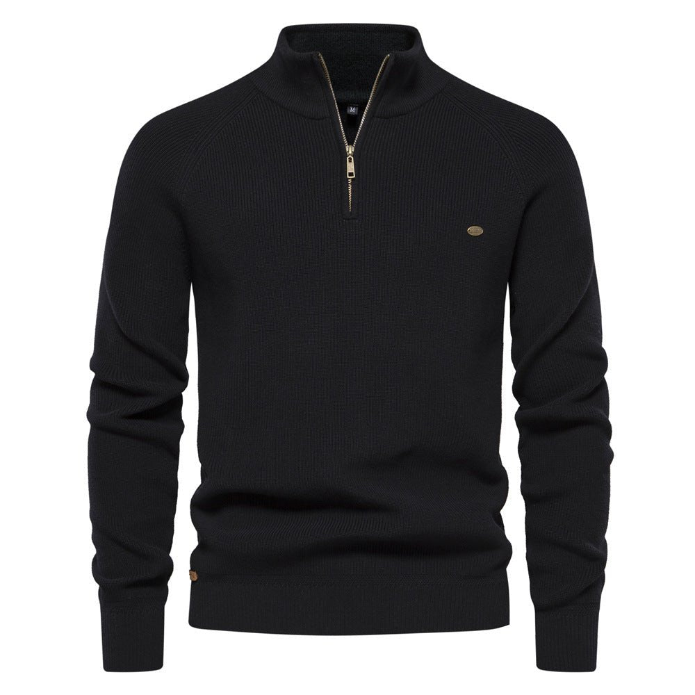 Men's half zip sweater featuring a silky soft finish, designed for breathability in autumn, available in multiple colors. 0