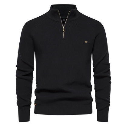 Men's half zip sweater featuring a silky soft finish, designed for breathability in autumn, available in multiple colors. 0