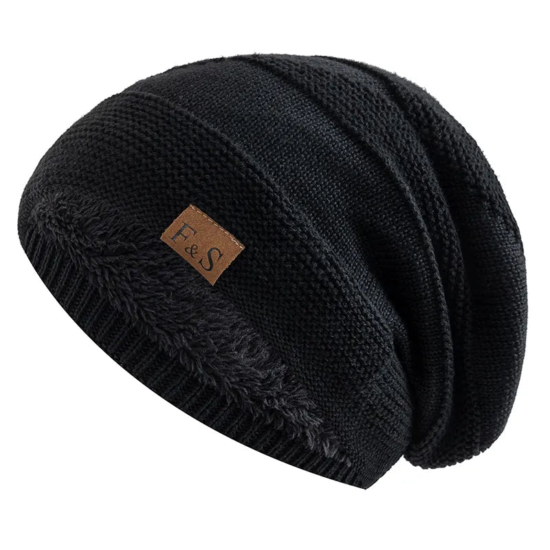Men's winter hat with fur lining, warm acrylic beanie for cold weather, stylish and cozy design for men. 6