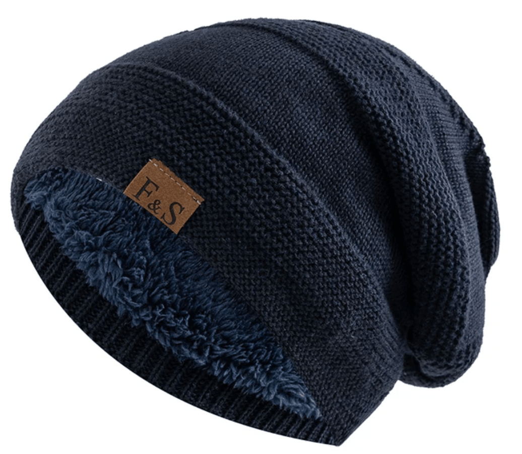 Men's winter hat with fur lining, warm acrylic beanie for cold weather, stylish and cozy design for men. 5