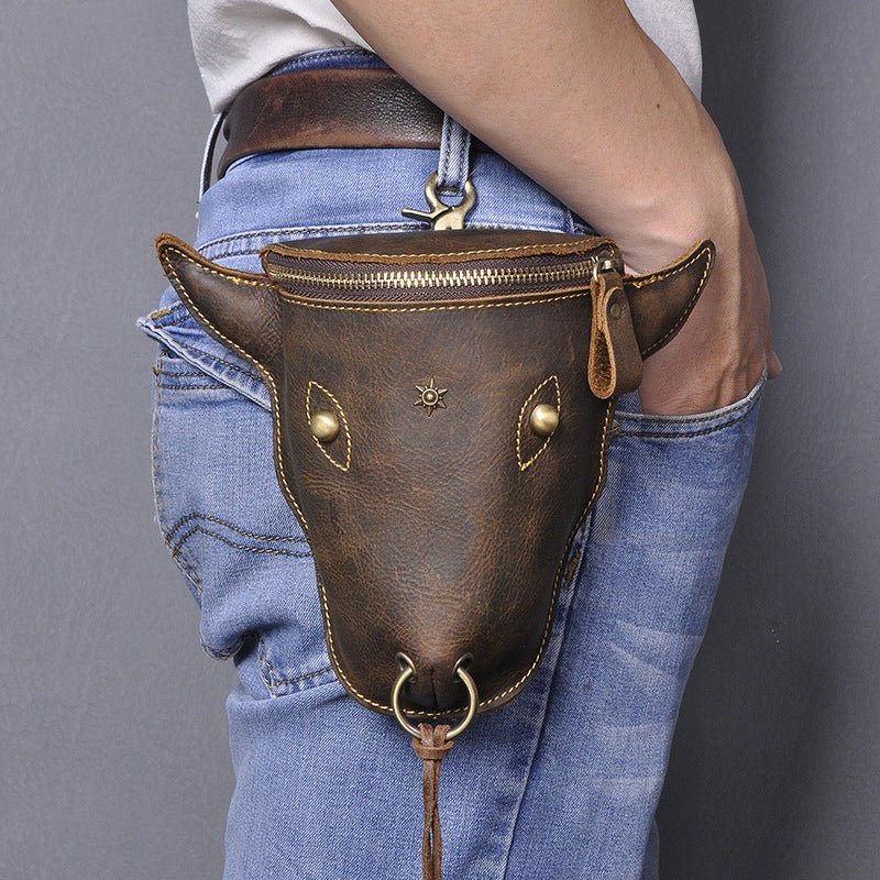 Men's leather waist bag featuring multiple compartments, designed for durability and everyday use, perfect for keeping essentials organized and accessible. 9