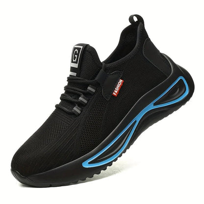 Men's lightweight safety shoes featuring a steel toe for maximum protection and breathable mesh for comfort and ventilation. 0