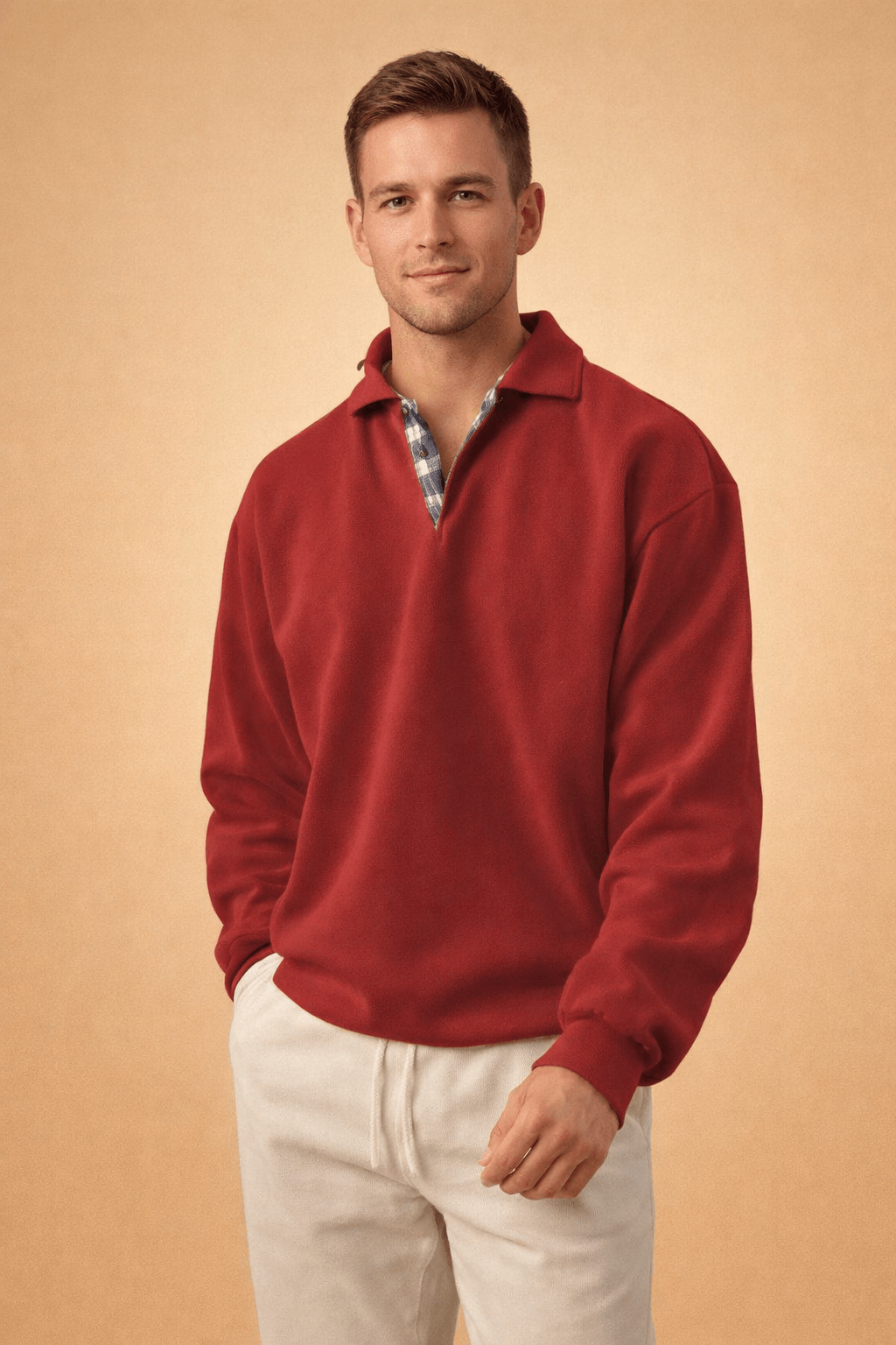 Men's long sleeve polo shirt featuring a relaxed fit and soft knit fabric, perfect for casual and smart-casual occasions. 4
