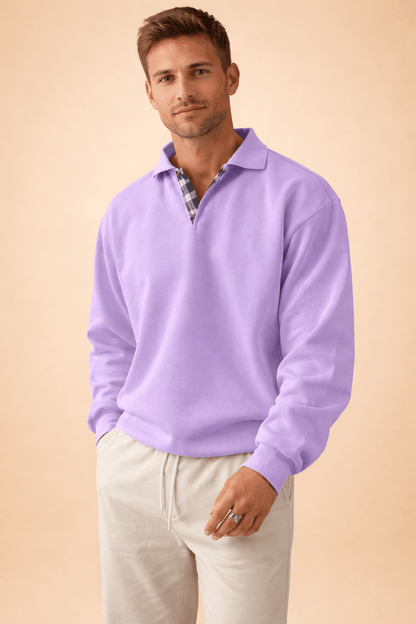 Men's long sleeve polo shirt featuring a relaxed fit and soft knit fabric, perfect for casual and smart-casual occasions. 10