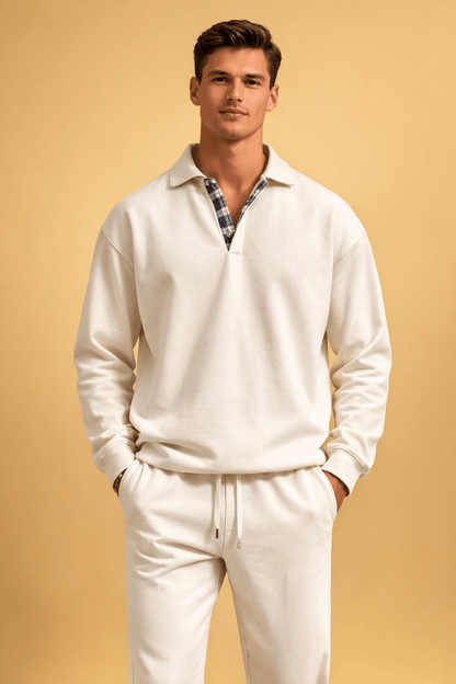 Men's long sleeve polo shirt featuring a relaxed fit and soft knit fabric, perfect for casual and smart-casual occasions. 5