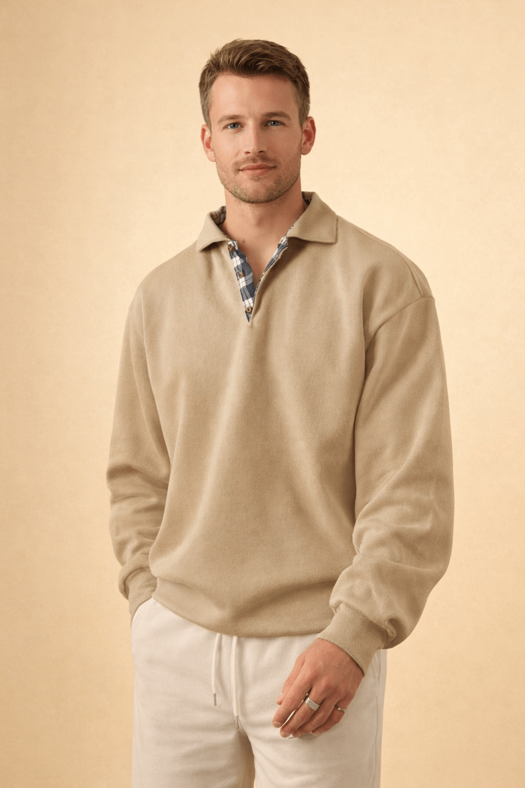 Men's long sleeve polo shirt featuring a relaxed fit and soft knit fabric, perfect for casual and smart-casual occasions. 8