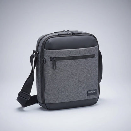Mens messenger bag featuring RFID protection and water-resistant material, designed as a compact crossbody with multiple organizer pockets for convenience and style. 6