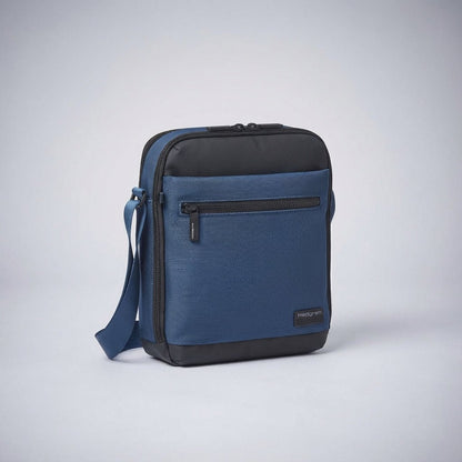 Mens messenger bag featuring RFID protection and water-resistant material, designed as a compact crossbody with multiple organizer pockets for convenience and style. 5