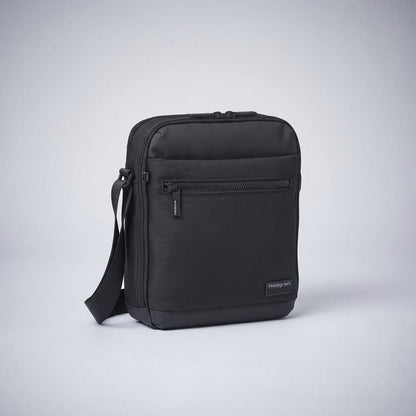 Mens messenger bag featuring RFID protection and water-resistant material, designed as a compact crossbody with multiple organizer pockets for convenience and style. 0