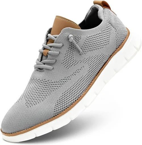 Men's orthopedic knit derby shoes featuring a shock-absorbing sole, designed for comfort and breathability in casual wear. 3