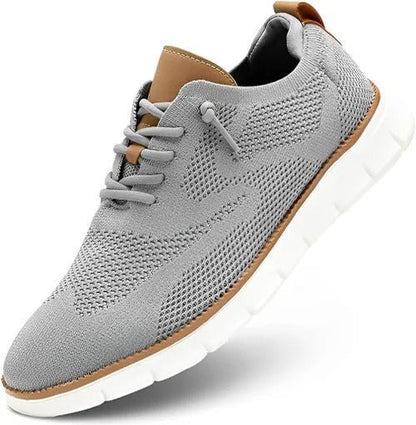 Men's orthopedic knit derby shoes featuring a shock-absorbing sole, designed for comfort and breathability in casual wear. 3