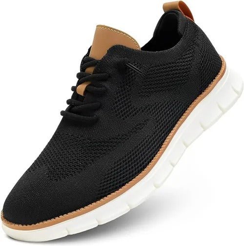 Men's orthopedic knit derby shoes featuring a shock-absorbing sole, designed for comfort and breathability in casual wear. 2