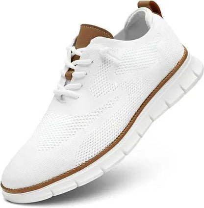Men's orthopedic knit derby shoes featuring a shock-absorbing sole, designed for comfort and breathability in casual wear. 1