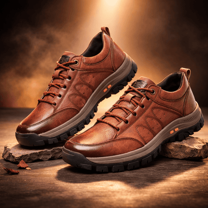 Men's orthopedic leather shoes featuring a waterproof design and posture support for all-day comfort and stability. 7