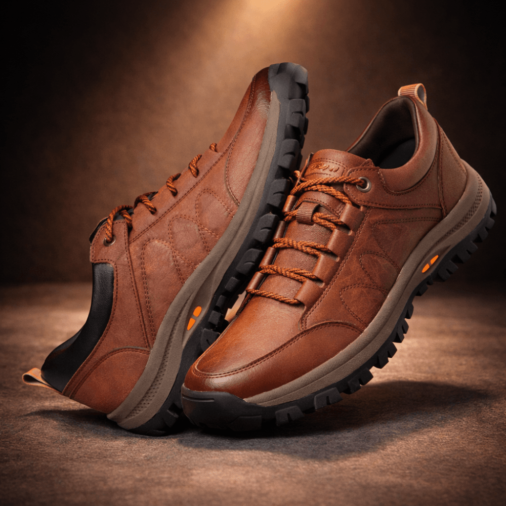 Men's orthopedic leather shoes featuring a waterproof design and posture support for all-day comfort and stability. 8