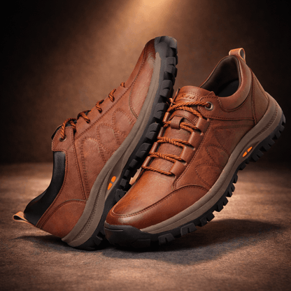 Men's orthopedic leather shoes featuring a waterproof design and posture support for all-day comfort and stability. 8