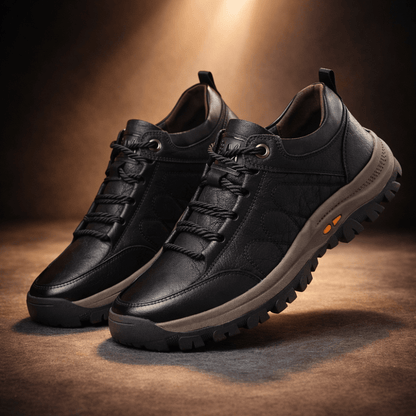 Men's orthopedic leather shoes featuring a waterproof design and posture support for all-day comfort and stability. 2