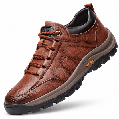 Men's orthopedic leather shoes featuring a waterproof design and posture support for all-day comfort and stability. 4