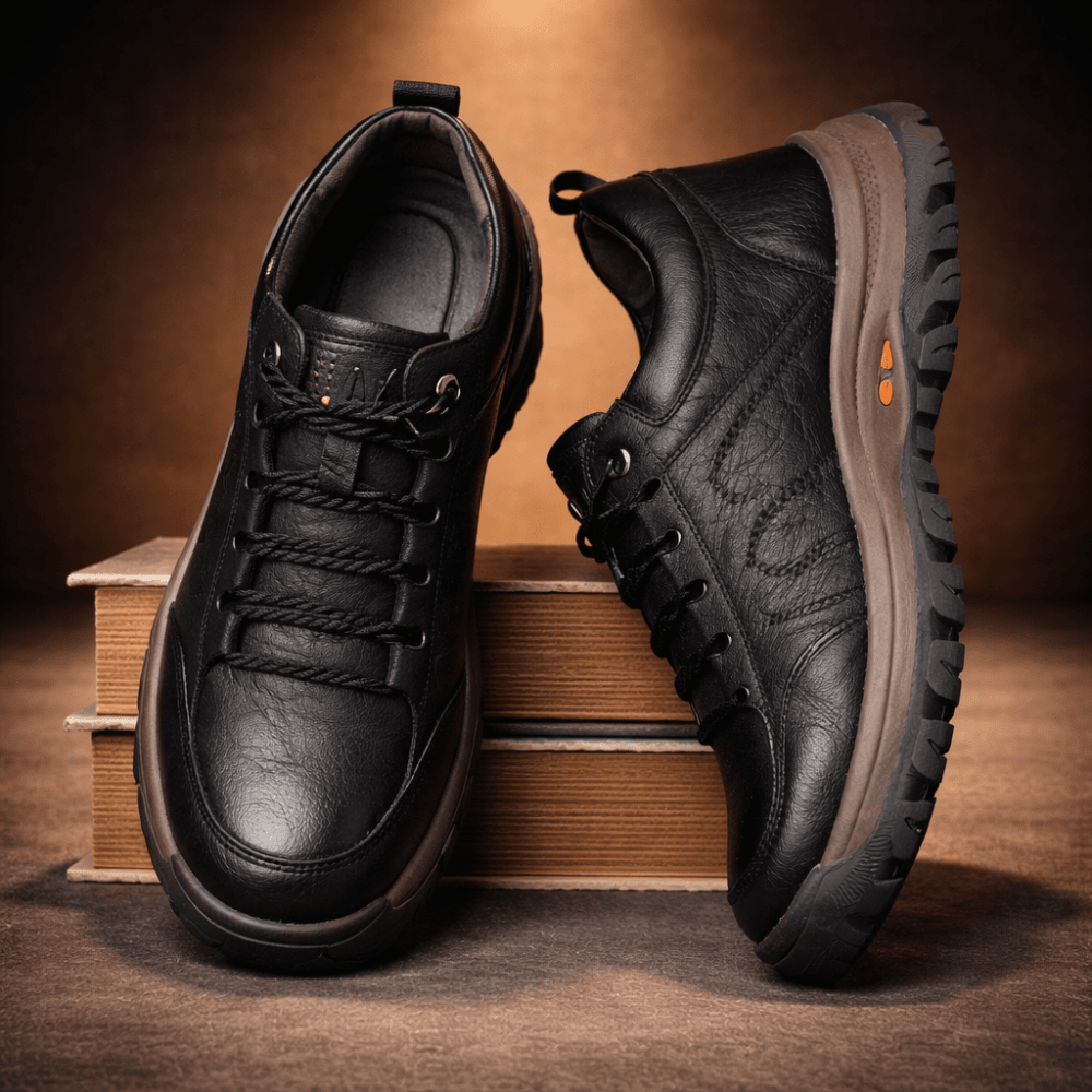 Men's orthopedic leather shoes featuring a waterproof design and posture support for all-day comfort and stability. 3