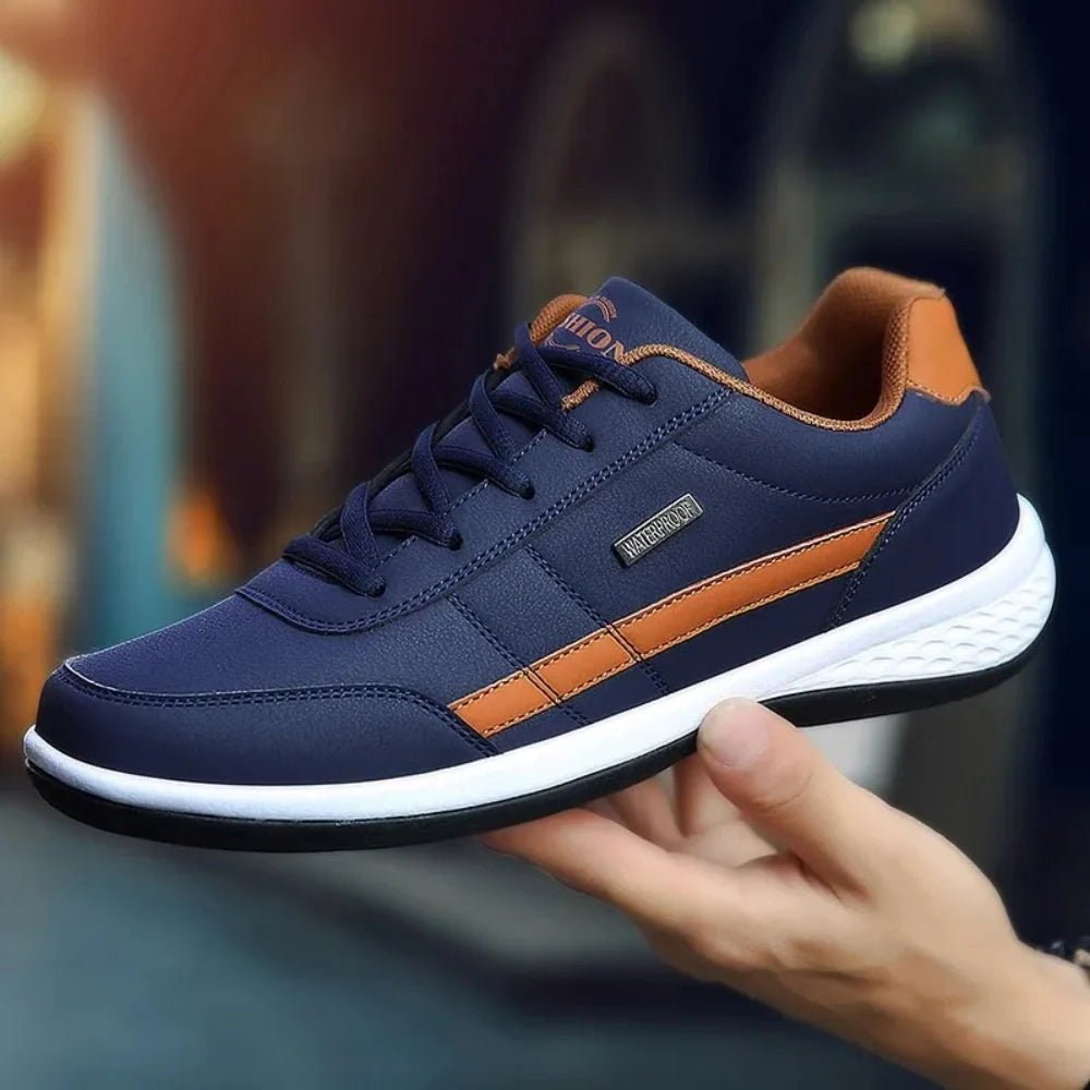 Men's orthopedic leather sneakers featuring a cushioned sole, designed for comfort and versatility, perfect for casual wear and everyday activities. 7