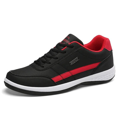 Men's orthopedic leather sneakers featuring a cushioned sole, designed for comfort and versatility, perfect for casual wear and everyday activities. 0