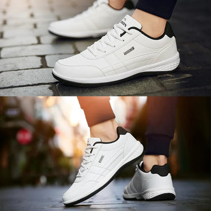 Men's orthopedic leather sneakers featuring a cushioned sole, designed for comfort and versatility, perfect for casual wear and everyday activities. 5