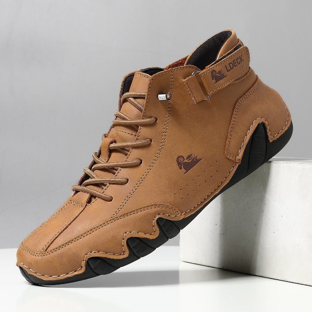 Men's orthopedic waterproof shoes featuring arch support and a breathable slip-on design, perfect for comfort and style in any weather. 1