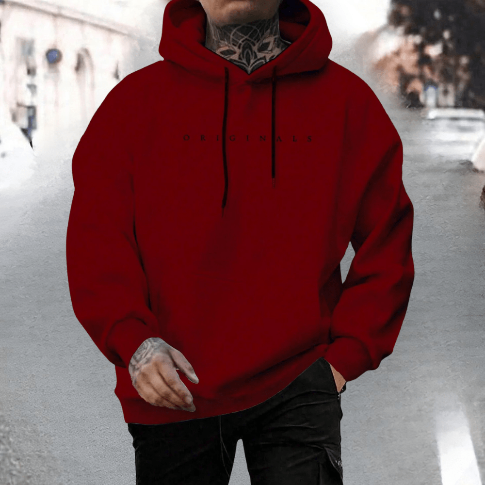 Men's oversized cotton hoodie featuring an adjustable hood and front pocket, ideal for casual wear and comfort. 4
